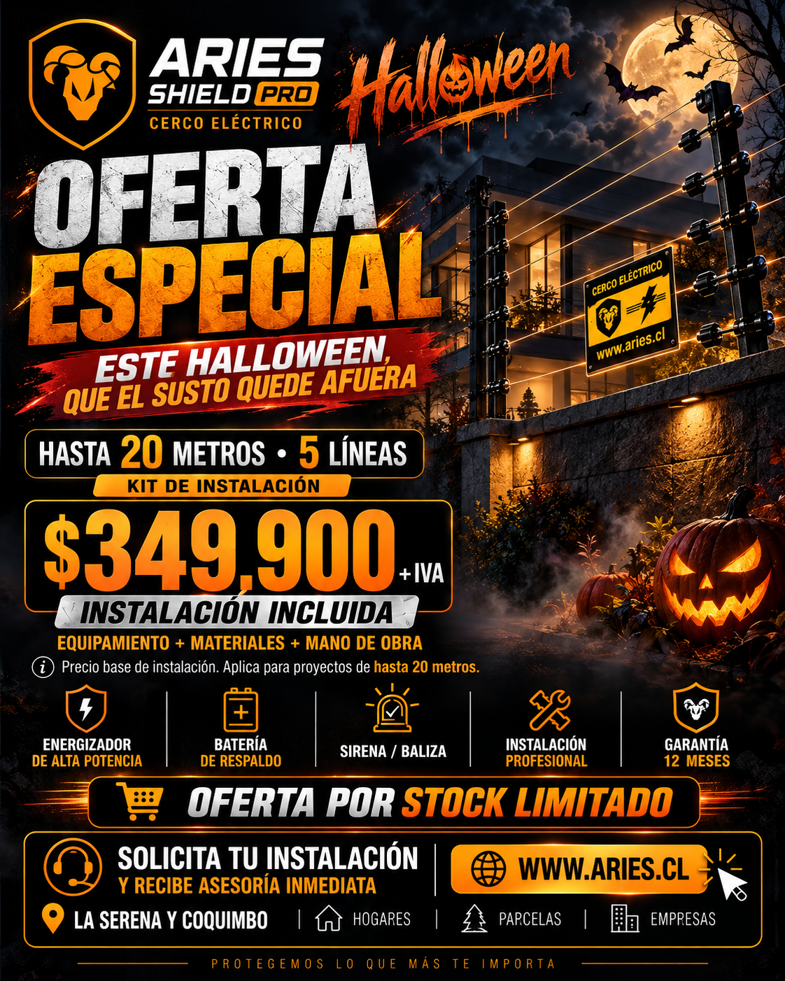 Oferta especial Fiestas Patrias de cerco eléctrico Aries en La Serena